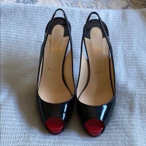 Christian Louboutin patent sling backs
